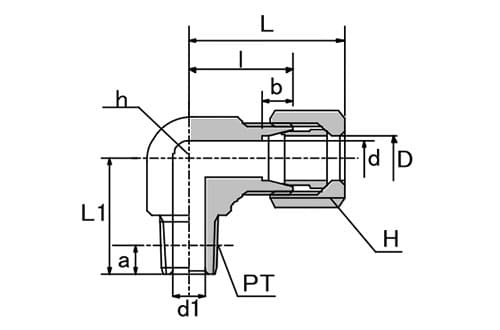 bsbm（真鍮）製エルボニップルの図面